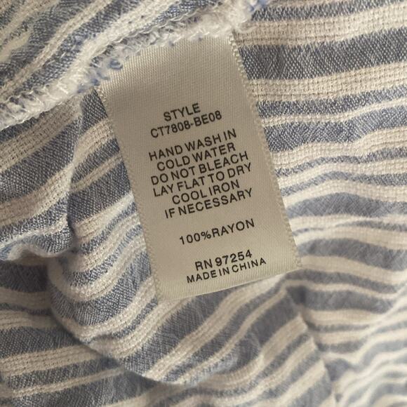 One Clothing White and Blue Stipe Tie Button V Neck Top Size XS - Picture 7 of 7